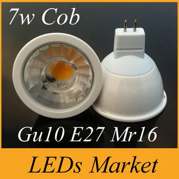 

Spain Style Cree Cob LED Lamps Gu10 Mr16 E27 Led Lights bulb Spotlight 7w 700lm Warm cold white 110v 220v 12v 60angle Free DHL