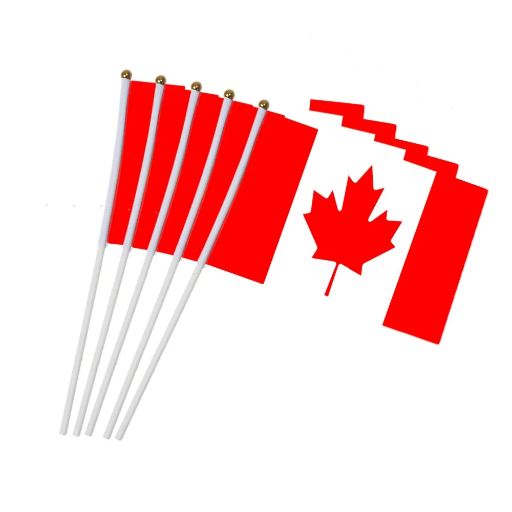 

14x21cm 5pcs Canada Hand Waving Flag 14*21cm Canadian Small National Flags with Plastic Flagpoles NC011