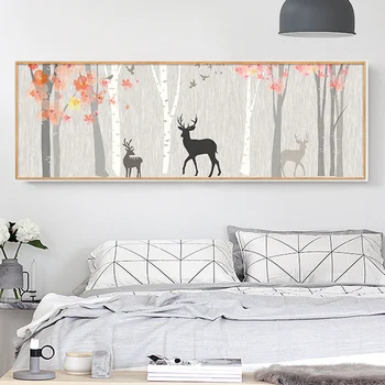 

SURE LIFE Woodland Deer Landscape Canvas Paintings Nordic Poster Printings Wall Art Pictures for Living Room Bedroom Decoration
