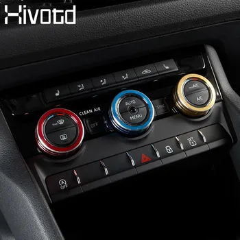 

Hivotd For Skoda Kodiaq Car Styling Air Conditioning AC Knob Cover Metal Control Switch Knob Anti-friction Interior Accessories