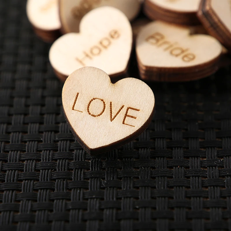 100 Best Day Ever 1 Wood Hearts, Wood Confetti Engraved Love Hearts-  Rustic Wedding Decor- Table Decorations- Small Wooden Hearts