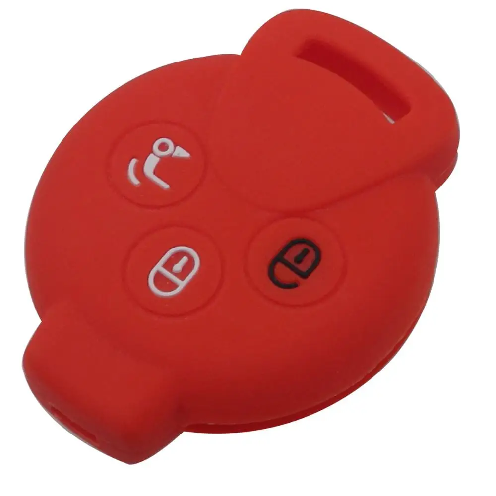 Jingyuqin пульт дистанционного управления 3 кнопки силиконовый чехол для ключей от машины чехол для Benz Smart Car City Roadster два четыре оболочки Защита кожи - Название цвета: red
