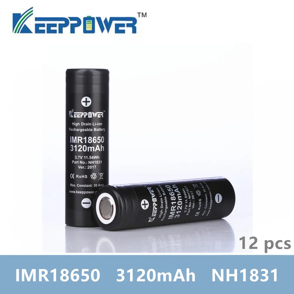 12 шт./лот оригинальный Keeppower 3 7 в разряд 30 А IMR18650 3120 мАч NH1831 литий-ионная