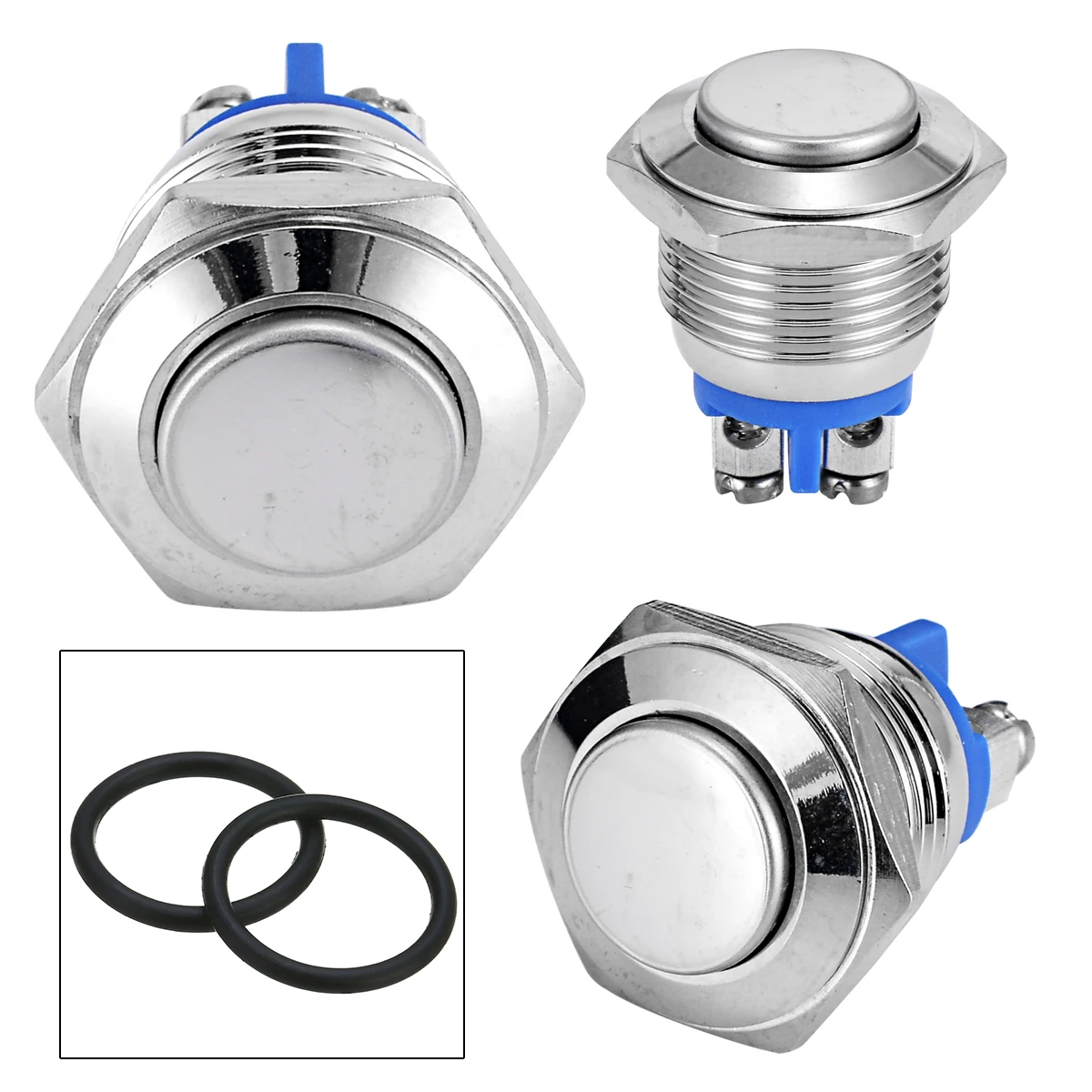 

5pcs New Horn Button Switch 16mm 3A/250V Metal Waterproof Push Button Momentary Horn Switch Start