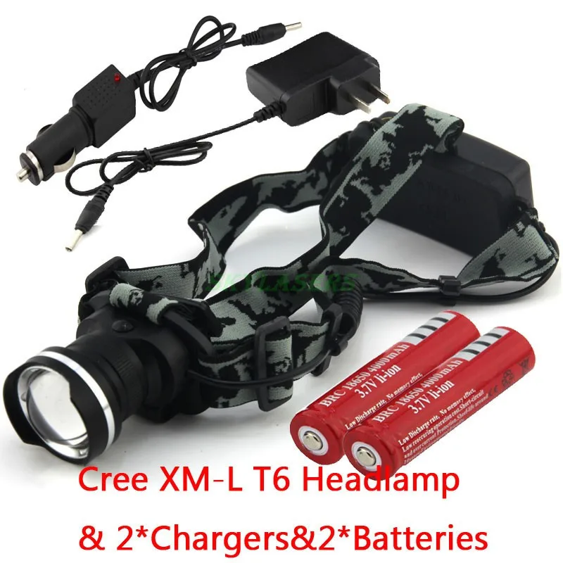 Камера видеонаблюдения “рыбий глаз” с фары 2000LM XM-L T6 светодиодный XML 3 режима Водонепроницаемый светодиодный налобный фонарик с линзой с 2* зарядные устройства и 2* батареи