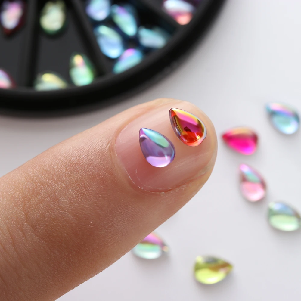 1 колесо 3D Droptear опал Кристаллы Стразы для ногтей DIY смешанный плоский задний маникюр Дизайн ногтей инструменты 12 цветов