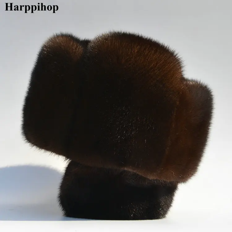 Autumn and winter mink fur casual the elderly mink hat fur hat lei feng hat for man mad bomber trapper hat Bomber Hats