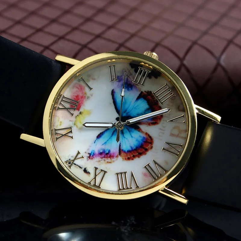 Vosicar роскошные модные женские часы Бабочка Стиль из искусственной кожи аналоговые кварцевые наручные часы& Whloesale