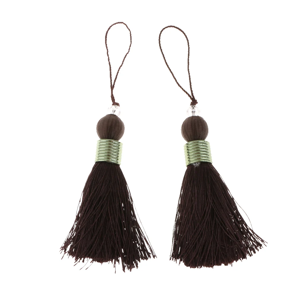 2Pcs Variety Colors Polyester Thread Tassel Charm Pendant Bag Chain Key Decoration Curtain Drapery Tassels Decor