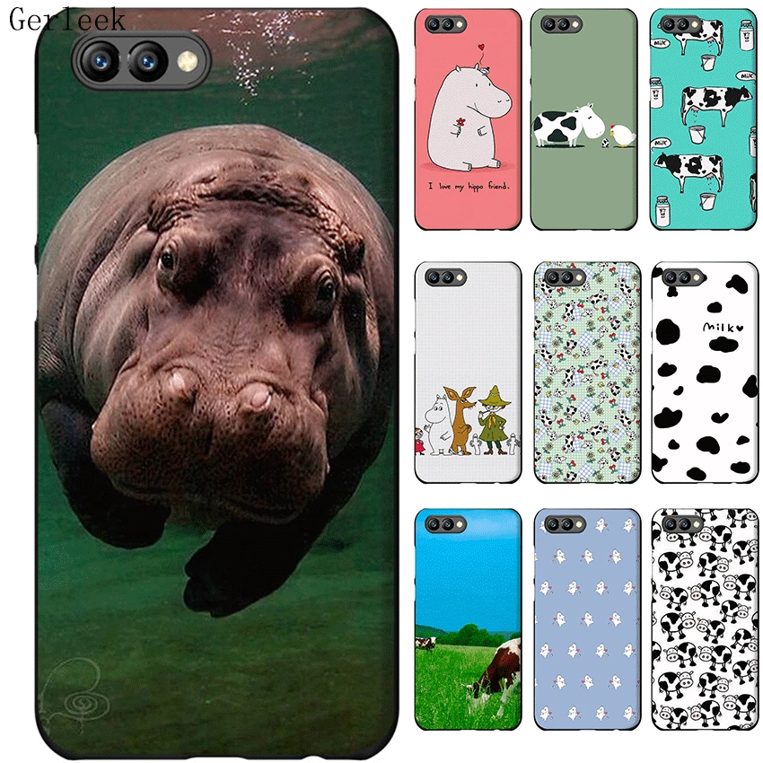 Силиконовый чехол для телефона из ТПУ Huawei Honor Y5 Y6 6A 7A 7X 7C 8 8X9 10 Lite Pro Aninal Hippo Cow |