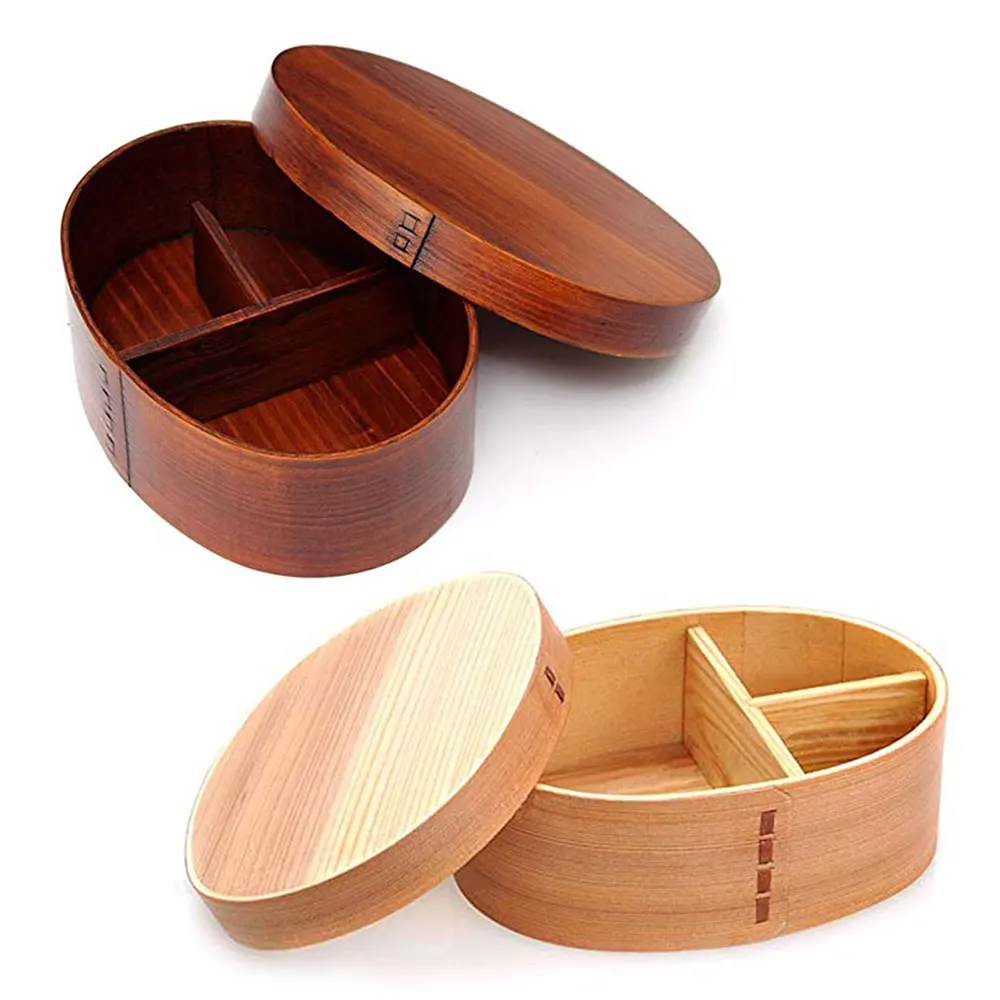 

Nordic Lunch Box Japanese Lunch Box Smooth Partition Wooden Travel Outdoor Portable Student Durable Sturdy Wooden Lunch Box