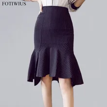 4XL 5XL плюс размер женские юбки с высокой талией Миди оборки бандажная юбка-годе женская s юбка офисная Saia Midi Jupe Femme
