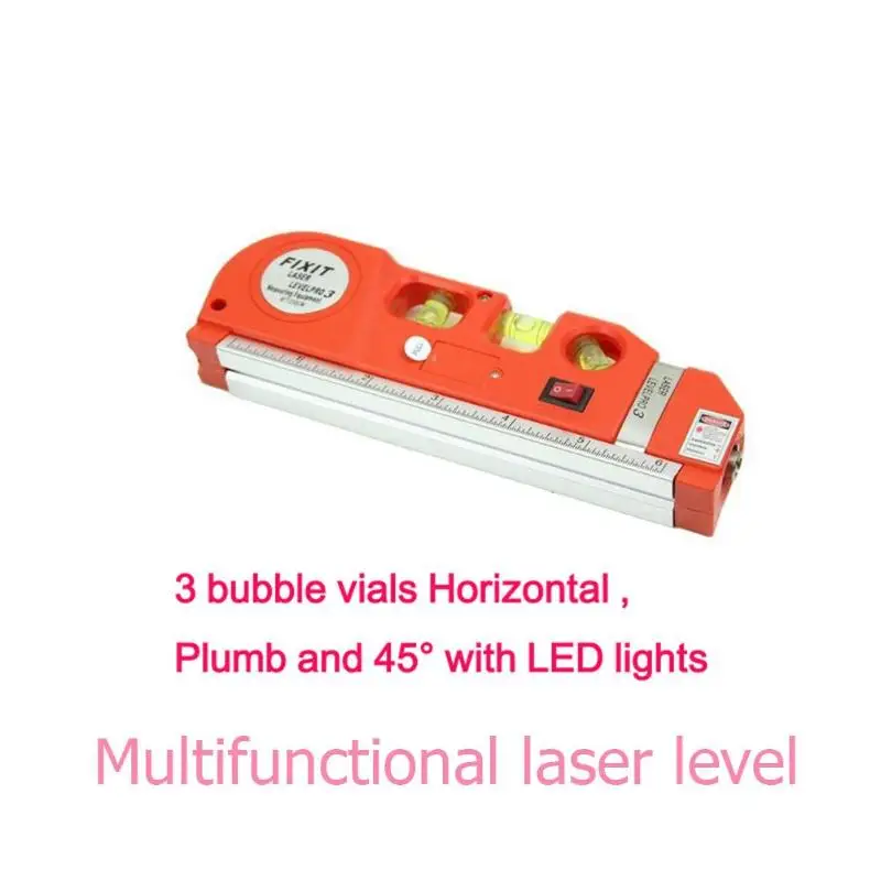 Лазерный уровень Горизонтальная Вертикальная линия рулетка измерительный инструмент строительный маркер Многофункциональный портативный нивелир