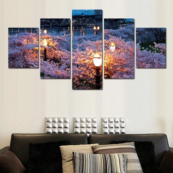 

5 Pcs Large HD Light Shine Night Canvas Print Painting For Living Room Modern Wedding Decoration Wall Art Picture Gift Unfrmaed