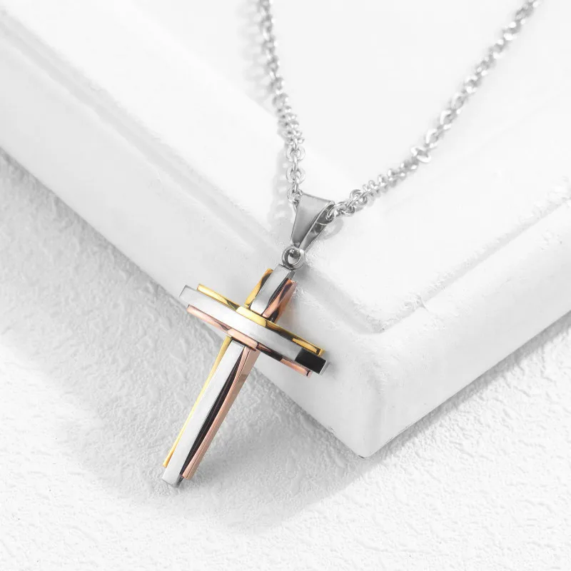 

Men and women necklace Titanium steel cross pendant Christian pendant