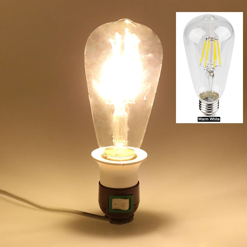 Светодиодный светильник с нитью накаливания в стиле ретро, лампа Эдисона E27 220 В, винтажный светильник-свеча, люстра, светильник, домашний декор, энергосберегающий