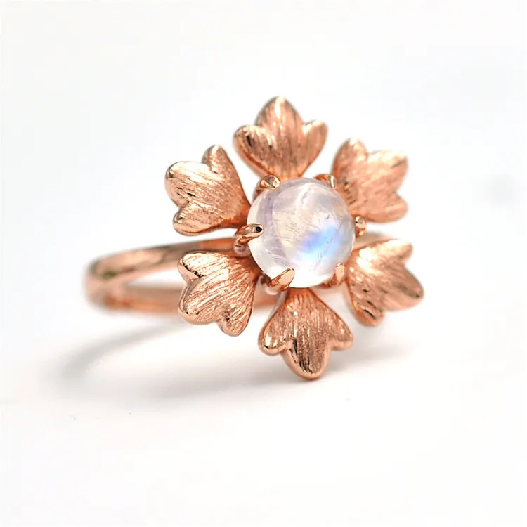 

Moonstone Ring Natural Silver Ring Ornaments Natural coloured Gemstone