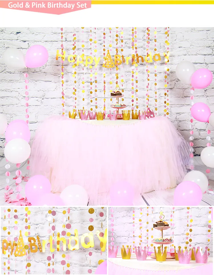 47-57 шт. розовый золотой венок на день рождения HatsParty шары с днем рождения баннер для детей с днем рождения украшения комплект - Цвет: Gold and Pink