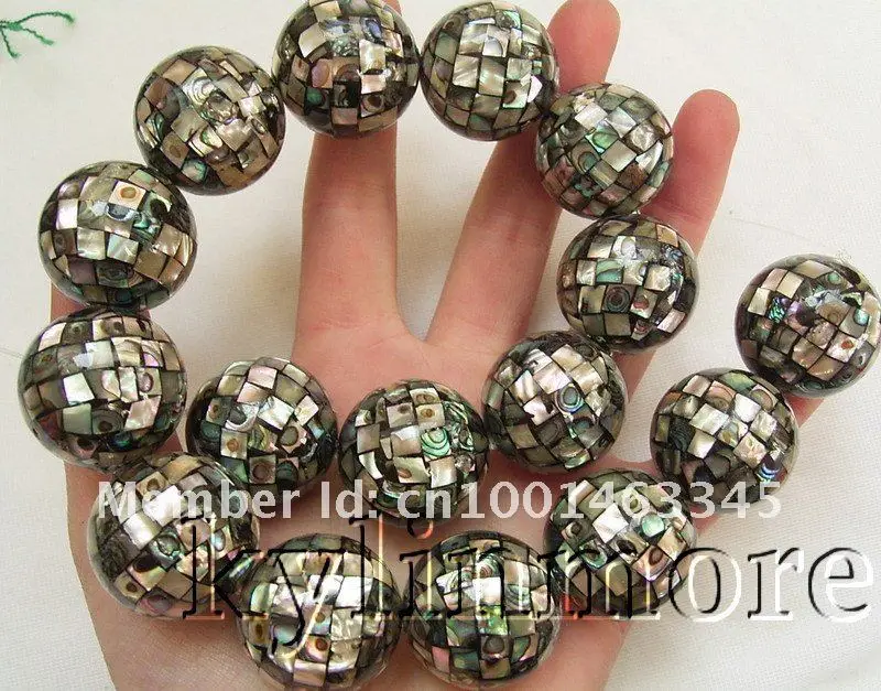 

24mm Paua Abalone Shell Round Beads 15.5''