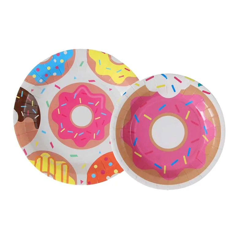 

Dessert Paper Plate Donut Party Decor Candy Cake Doughnut Plates Saucers Sweet New Year Christmas Kids Birthday Party Supplies