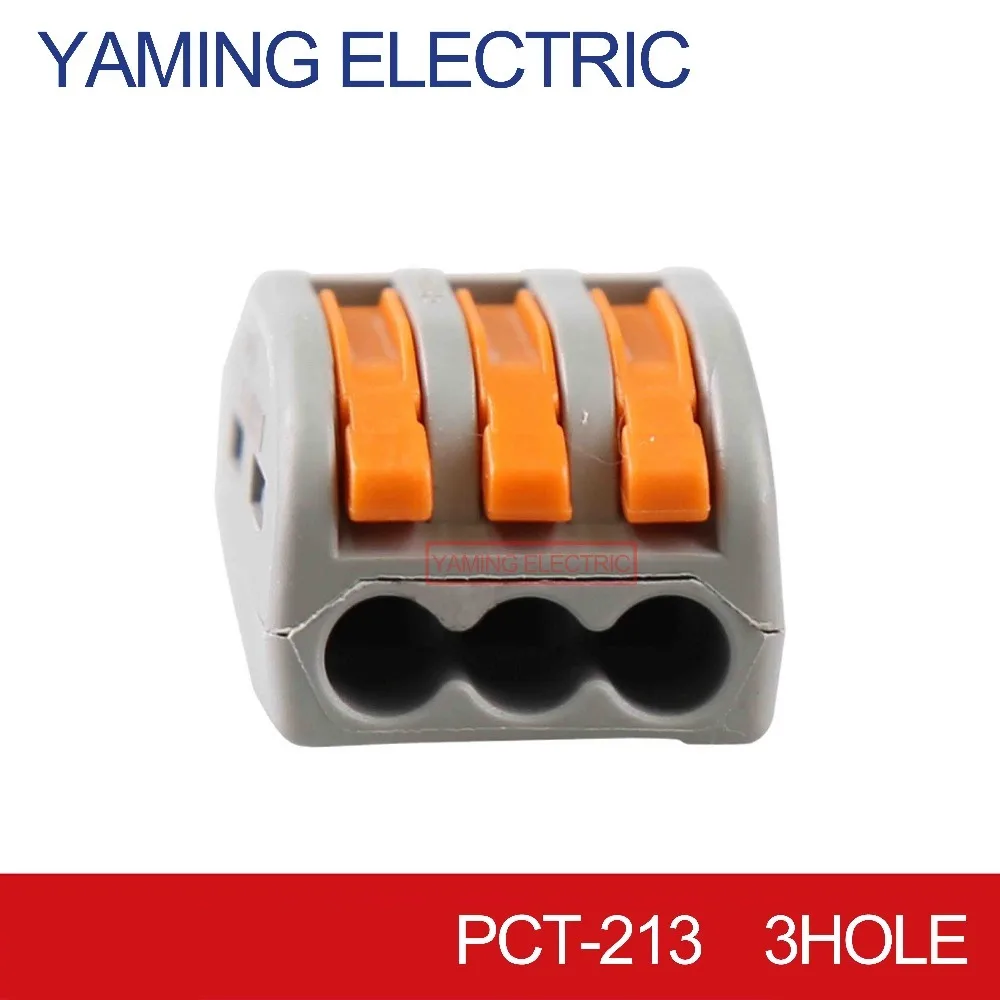 

100pcs/lot PCT-213 PCT213 WAGO 222-413 Universal Wiring Connector 3 pin Conductor pluggable Terminal Block Lever AWG 28-12