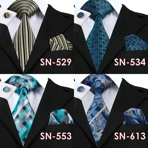 Hi-Tie Модные 40 стилей Gravata Tie Hanky комплекты запонок 100% шелковые галстуки для мужчин деловые Свадебные вечеринки Бесплатная доставка