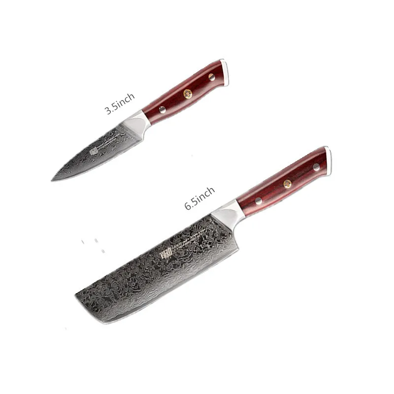

Aus10 Rose Wood Handle Japanese Damascus Kitchen Knives Damascus Steel Chef Knife Set 67 Layer Professional Butcher Knives