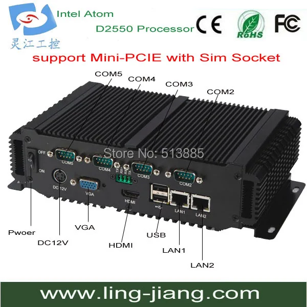 

Wide Operating Temperature(-25-80 degree)embedded PC with wifi/3G/SIM socket (lbox-2550)