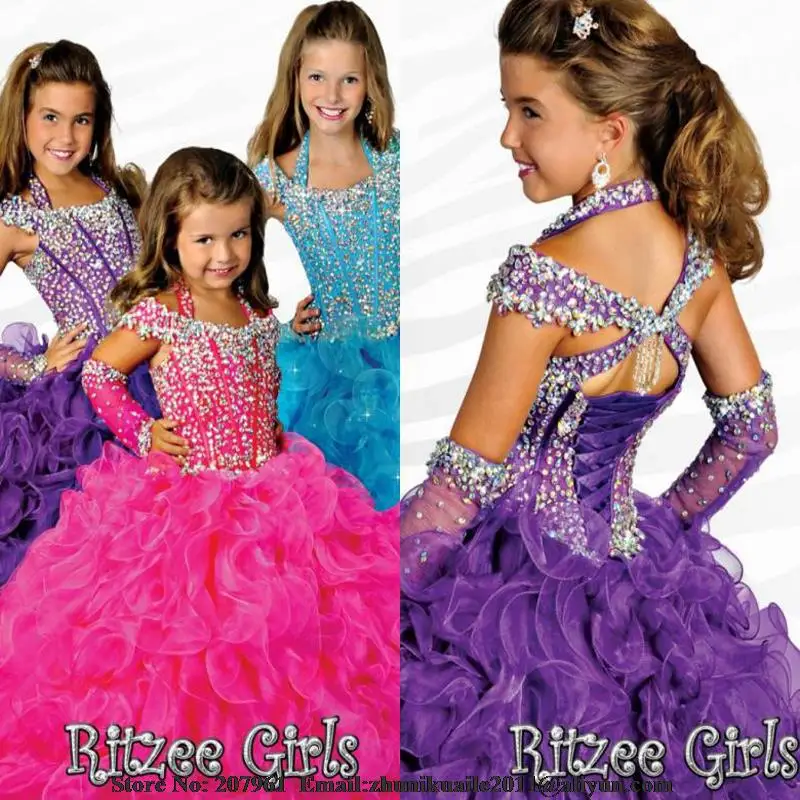Buy Little Girls Pageant Dresses Fashion Ball Gown Crystal Rhinestone Beaded