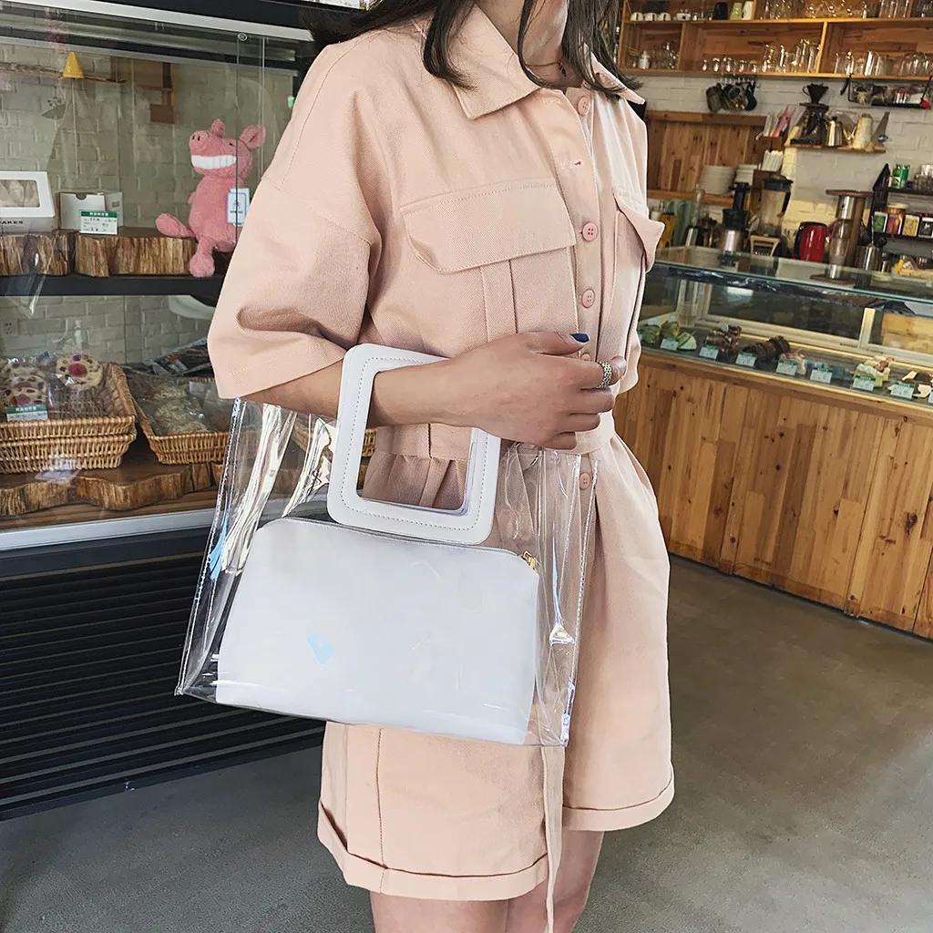 

Fashion Women Transparent Handbag Wild Cute Messenger Shoulder Bag Handbag Messenger Bags Travel Leisure Handbag 10H