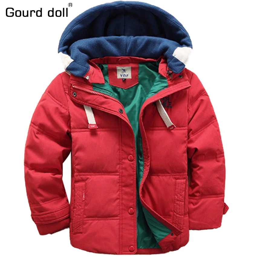 2017 New children Boy Down Parkas 4 9T winter kids outerwear boys casual warm hooded jacket