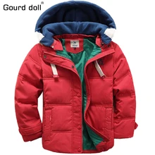 2017 Nouveaux enfants Garçon Vers Le Bas et Parkas 4-9 T hiver enfants survêtement garçons casual chaud veste à capuche pour garçons solide garçons manteaux chauds