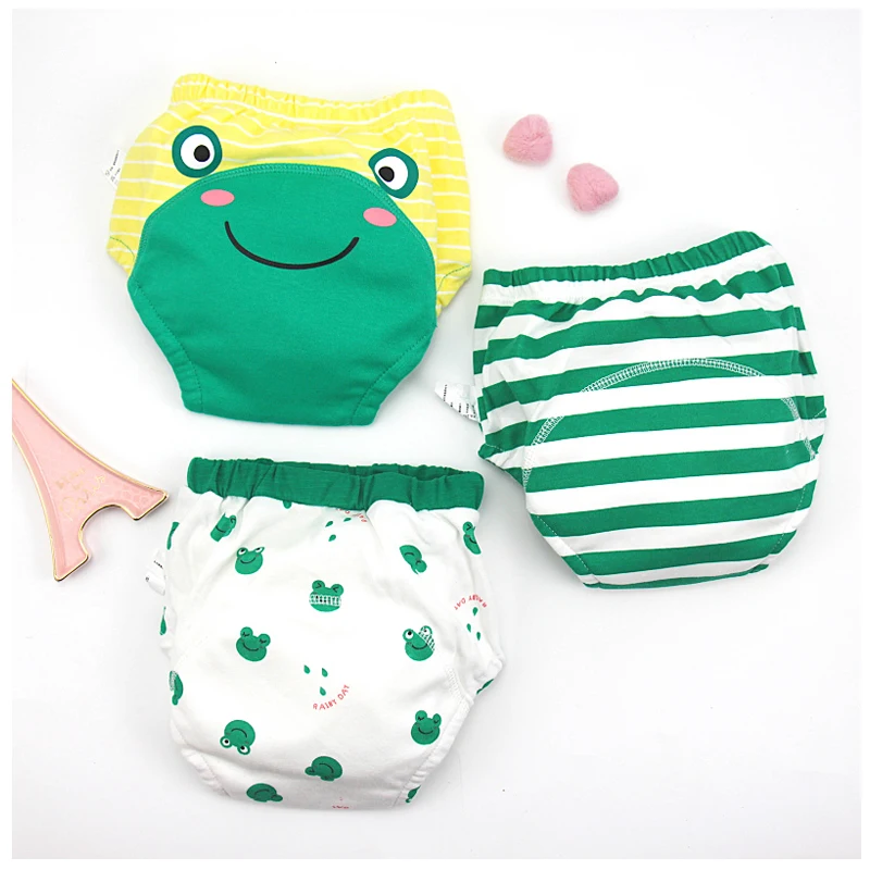Herbabe 3pcs Cloth Diaper Cover for Infant Kids 6-18KG Washable Baby Diaper Pants Children Cartoon Leak-proof Training Underwear