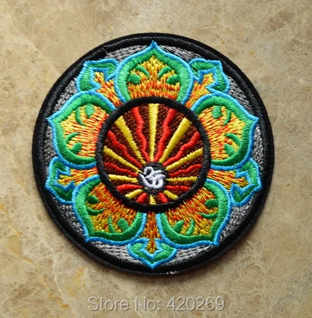 

HOT SALE !! Hindu aum om infinity lotus hindi yoga peace trance Iron On Patches, sew on patch,Appliques, Made of Cloth,100% Good