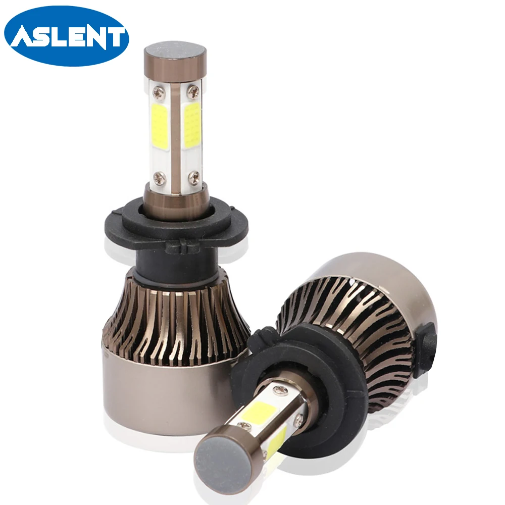 Aslent 2 шт. 4 стороны люмен COB светодиодный H4 H7 H11 H8 H9 H13 HB3 9005 9006 9007 100W 12000lm автомобилей