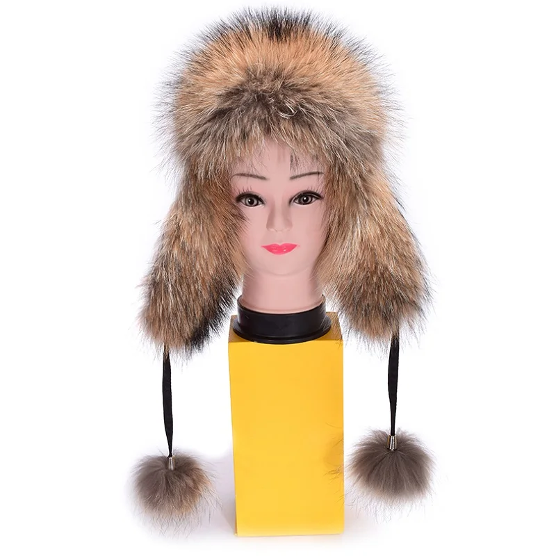 luxury-winter-ladies'-genuine-real-raccoon-fur-bomber-hat-women's-fur-cap-headgear-vf7027