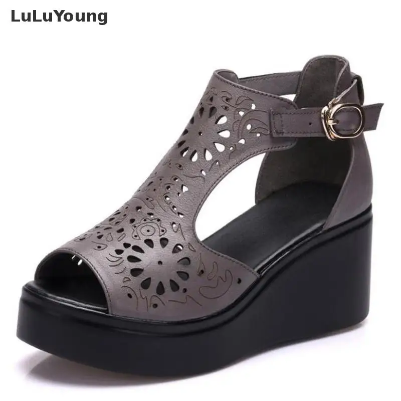 Buy Summer High Heel Wedges Sandals Platform Genuine