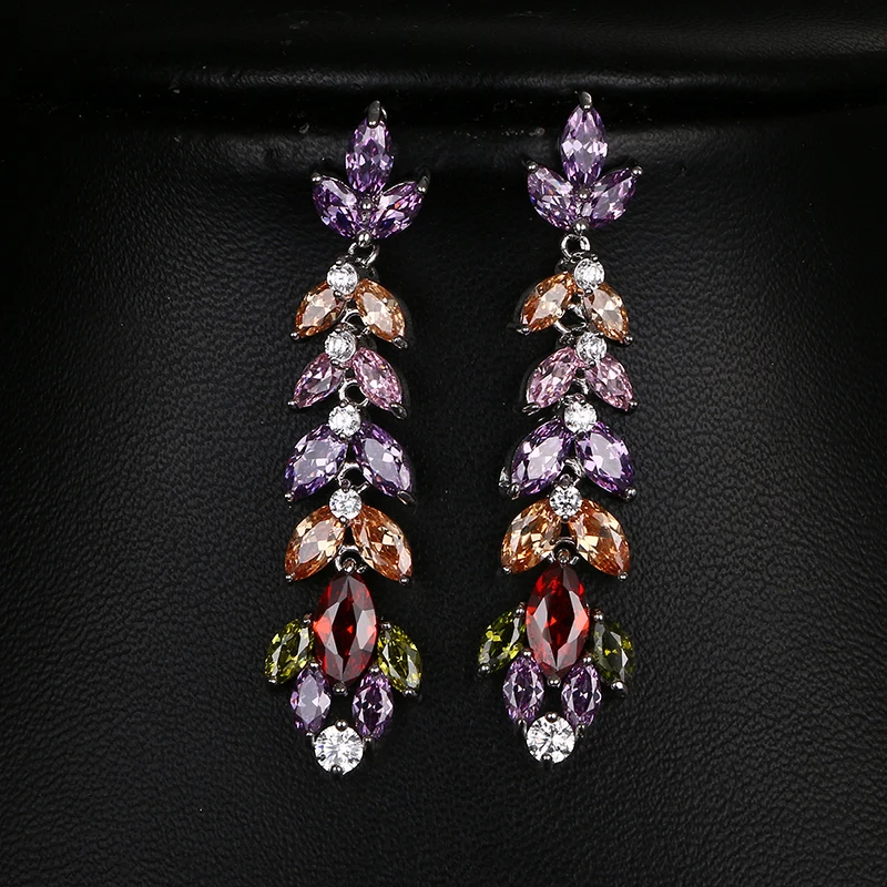 

Emmaya Fashion Wedding Jewelry Multi Color Zircon Earrings White Gold Color Earrings for Women Party Accessories