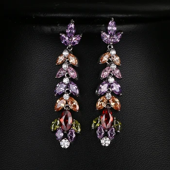 

Emmaya Fashion Wedding Jewelry Multi Color Zircon Earrings White Gold Color Earrings for Women Party Accessories