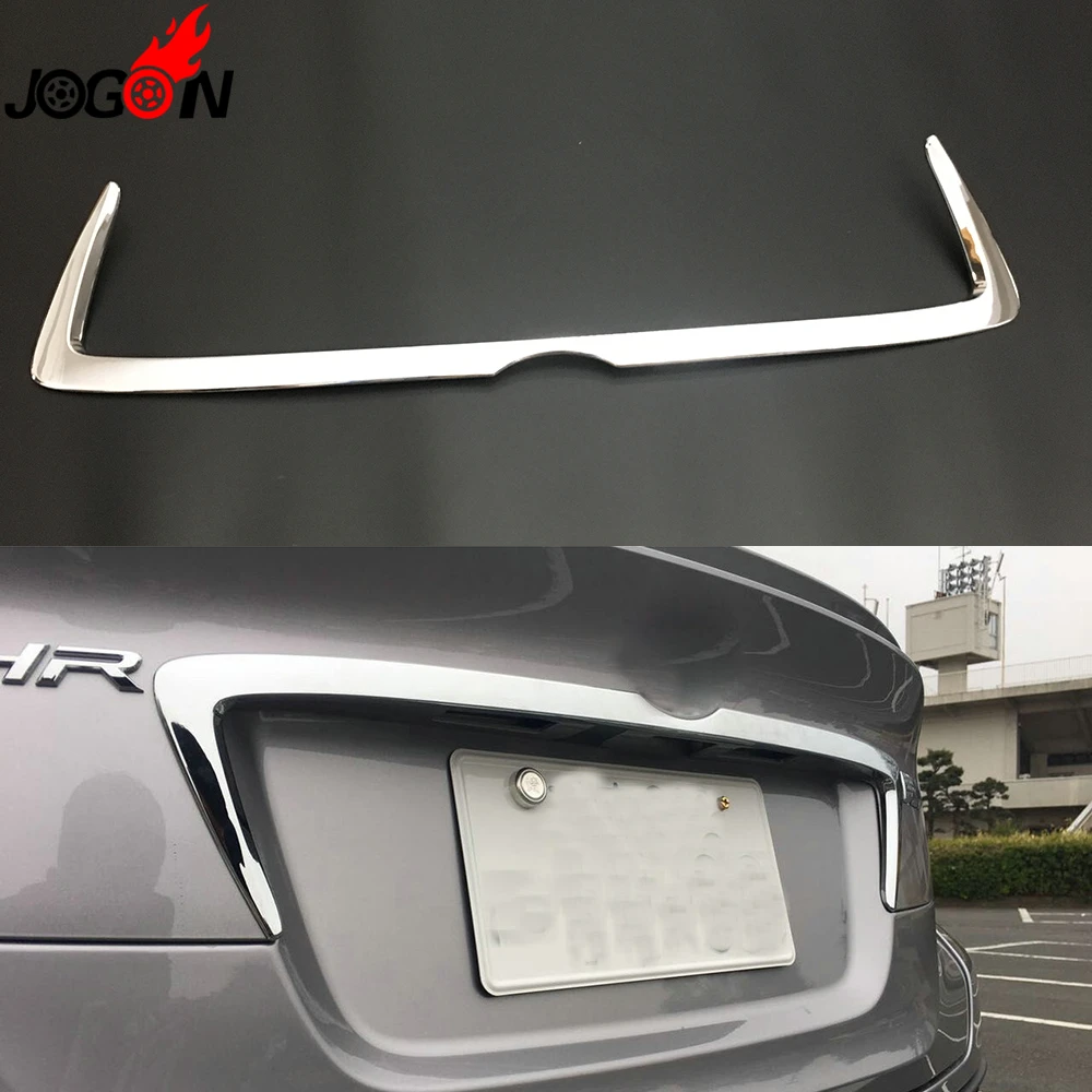 

Car Rear Trunk Trim ABS Chrome 1PC For Toyota C-HR CHR 2016 2017 Back Upper License Cover Silver Accessories