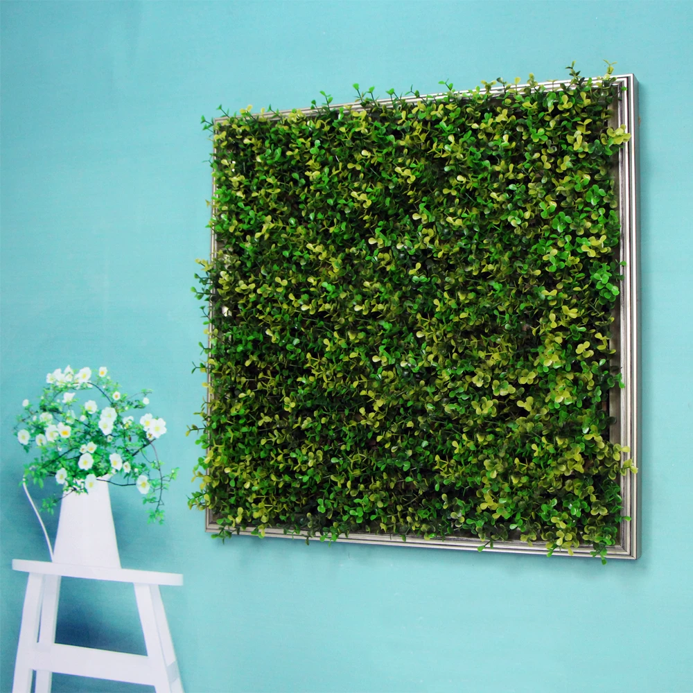 

ULAND 55x55cm 3D Artificial Plant Framed Wall Art Photo Frame Decorative Hanging Plastic Fake Plants for Home Office Workshop