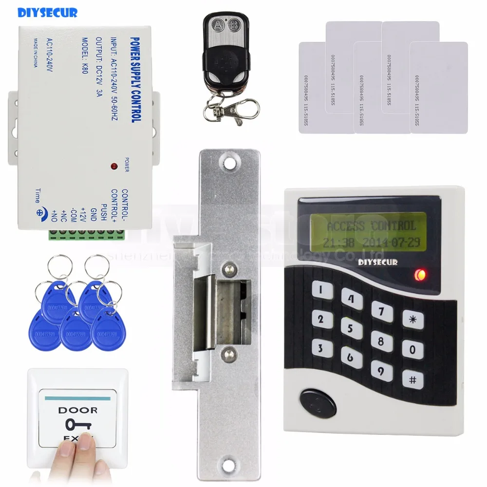 DIYSECUR RFID ID Card Keypad Door Access Control System Kit + Strike