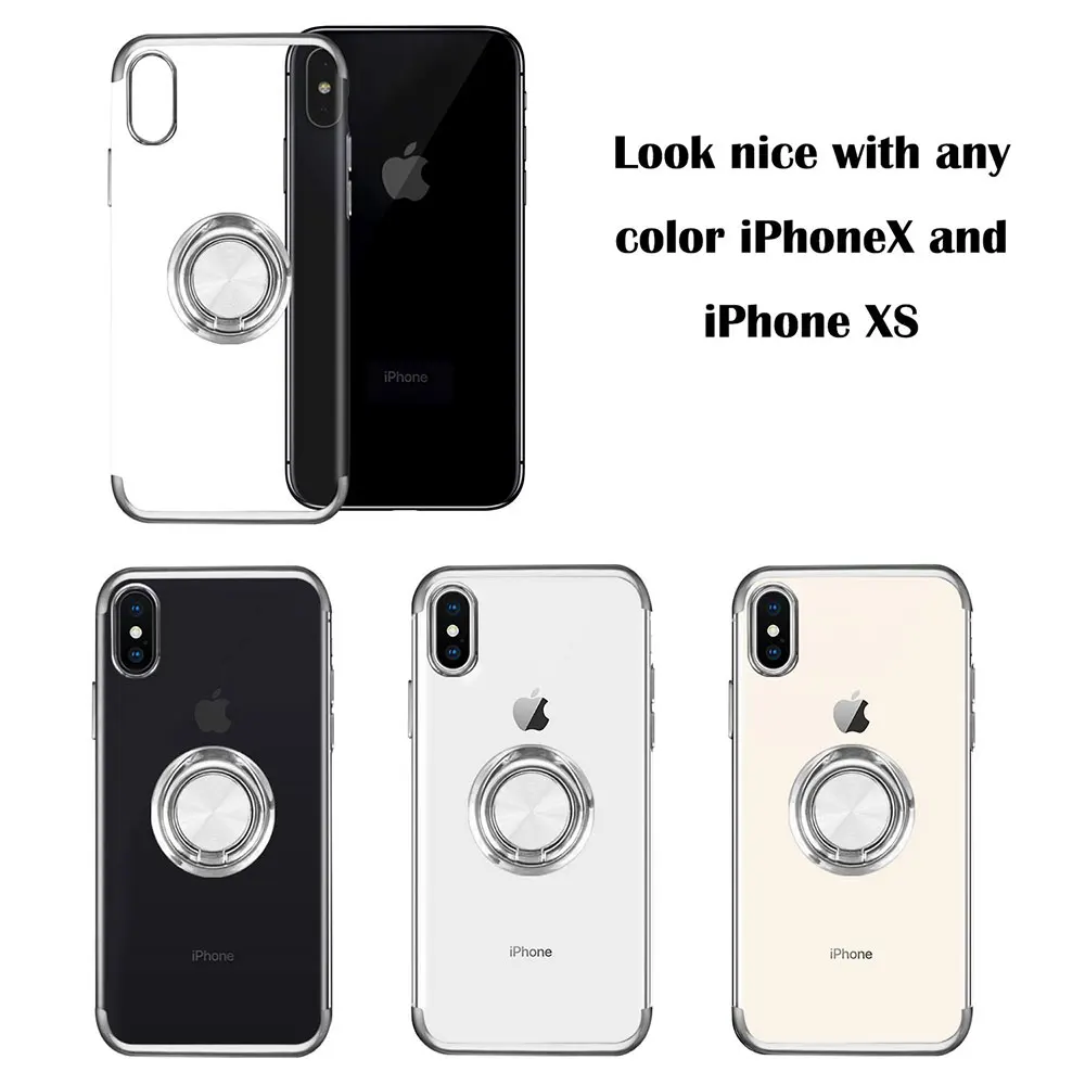 Ascromy For iPhone X Case 360 Ring Magnetic Transparent Protective Cover For iPhone XS Max XR 7 Plus 8 6 S 6S Luxury Accessories (8)