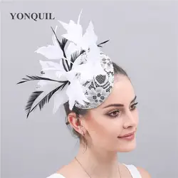 Модные вечерние чай вводной fascinators для женщин церковная фетровая шляпа элегантные женские свадебные шоу церковь головной убор с цветком