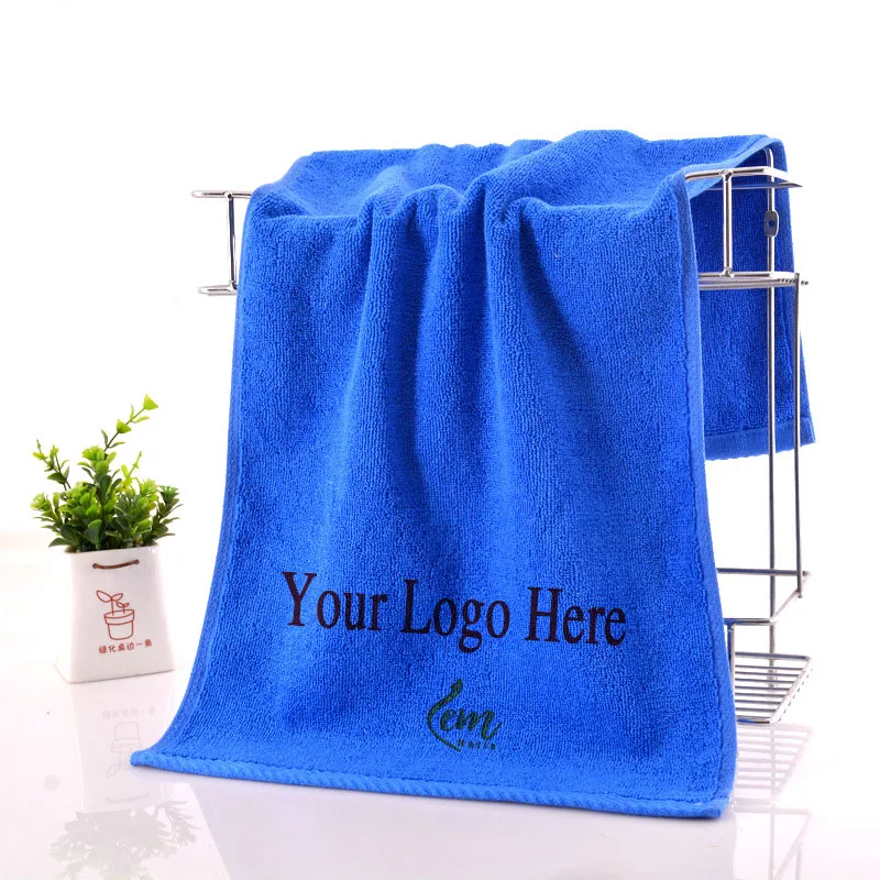 12pcs Embroidery Towel Cotton Bath Towel Custom Embroidered Face Towel Personalized Customized Sports Beach Towel With Logo Soft - Цвет: 12 pieces blue