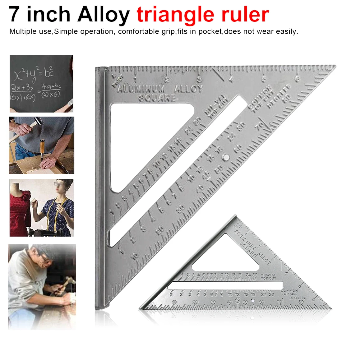 

Multi-function Protractor 90 degree Square 7 inch Aluminum Speed Square Triangle Angle Protractor Measuring Tool