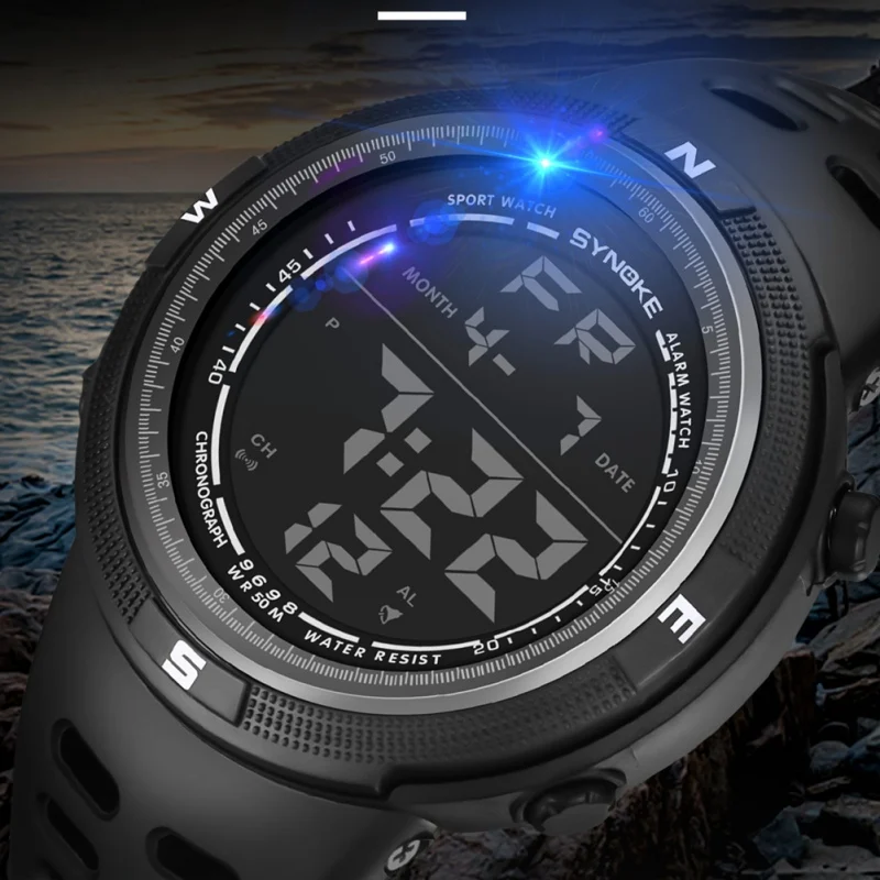 

Outdoor Men Digital Watch Waterproof Sports Watch Round Simple Watch With Alarm Luminous Colors 2018 Watch