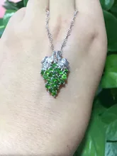 natural green diopside pendant S925 silver Natural gemstone Pendant Necklace trendy Luxury grape string women fine jewelry