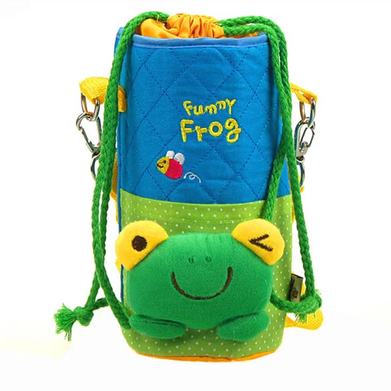 Новые бутылки для воды с горячей изоляцией, сумка для детей и детей, термоконтейнер для детского питания, мультяшная сумка для хранения бутылок для воды - Цвет: Green Frog