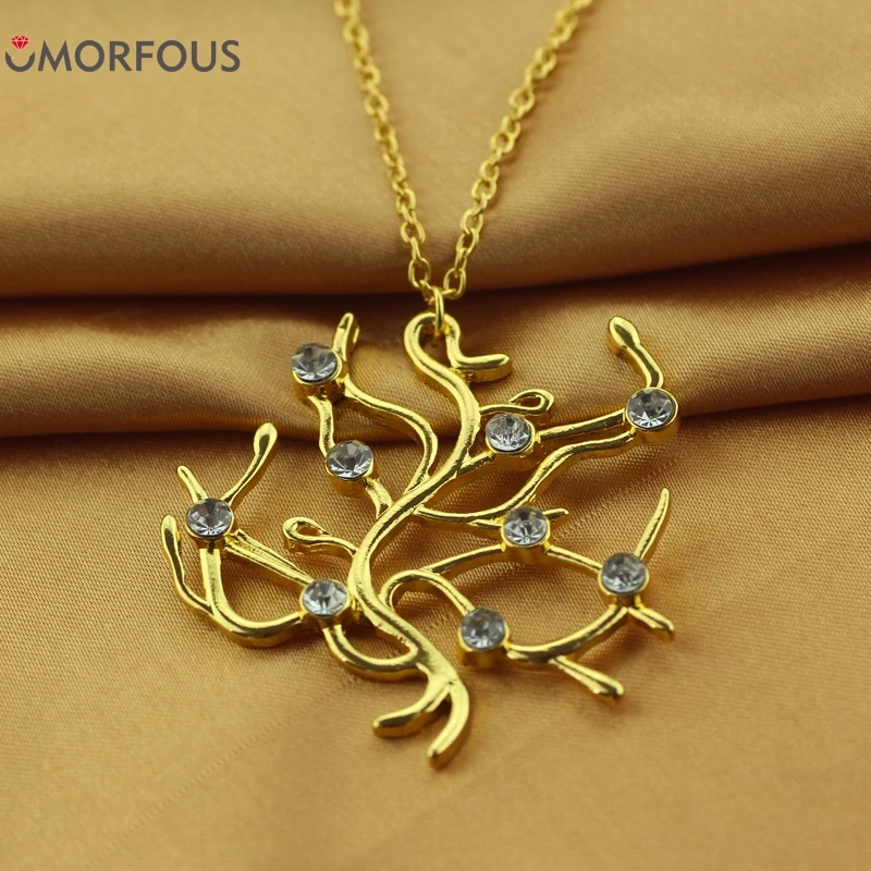 10PCS/Lot Beauty and the Beast Necklace Belle Rose tree Necklace Charm Crystal Golden Pendant Gift For Fans Movie Jewelry